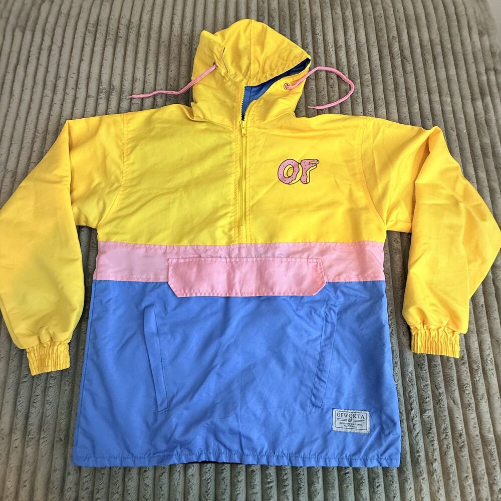 Odd Future Colorblock Anorak Windbreaker Hooded Yellow Pink Blue Men’s M